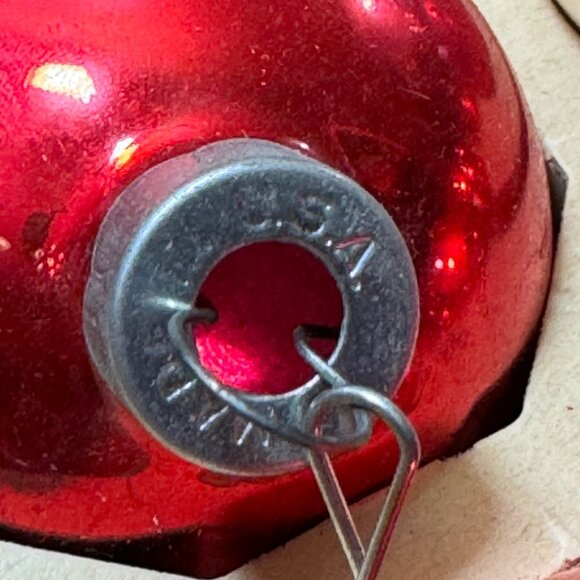 Vintage 1950s Glass Christmas Ornaments Red & Silver Set Of 11 - Picture 11 of 13